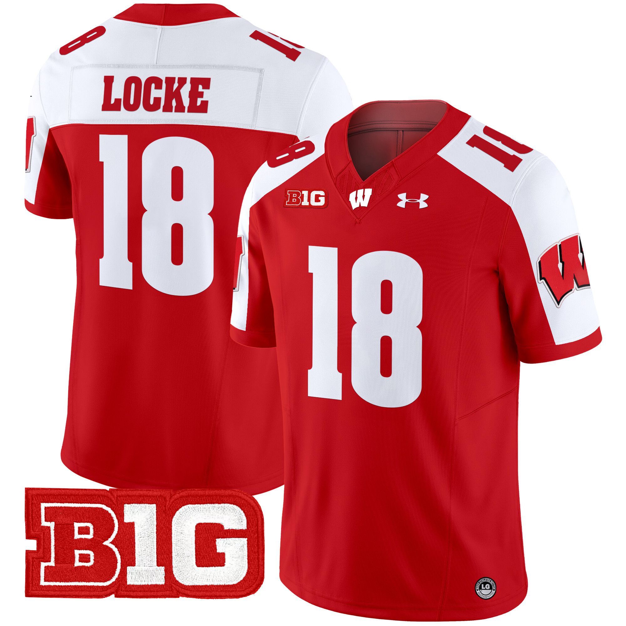 Men Wisconsin Badgers #18 Locke Red 2024 Vapor Limited NCAA Jersey